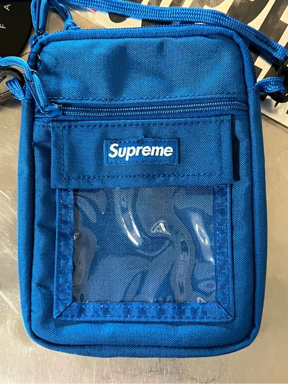 Supreme Royal Blue Crossbody Pouch & Stickers